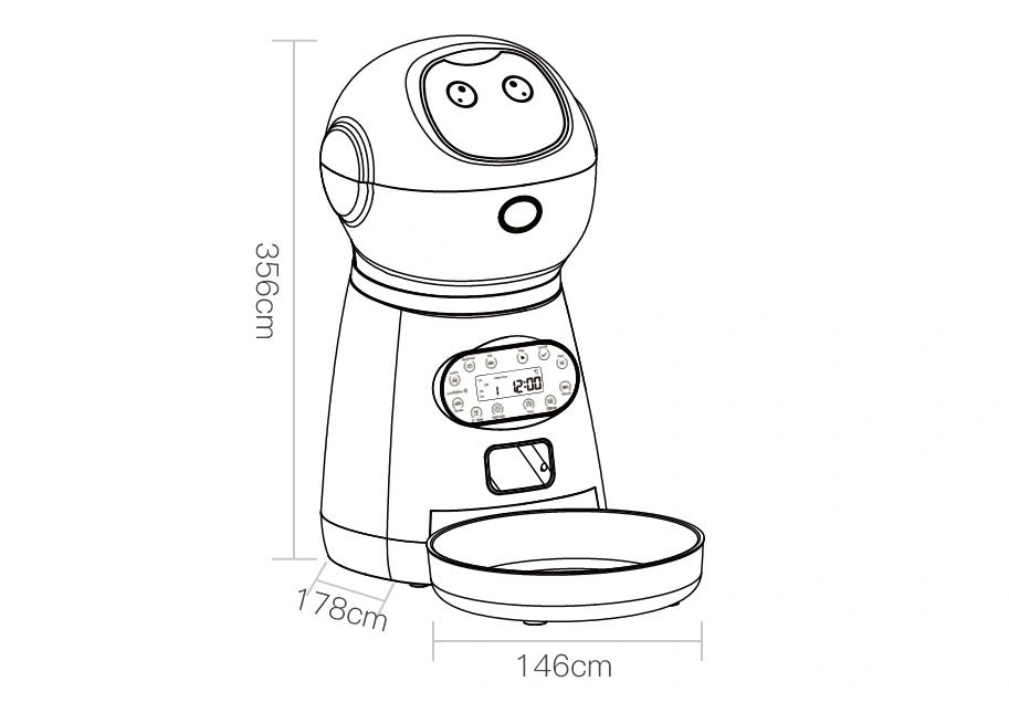 Line drawing of a kitchen appliance with dimensions labeled