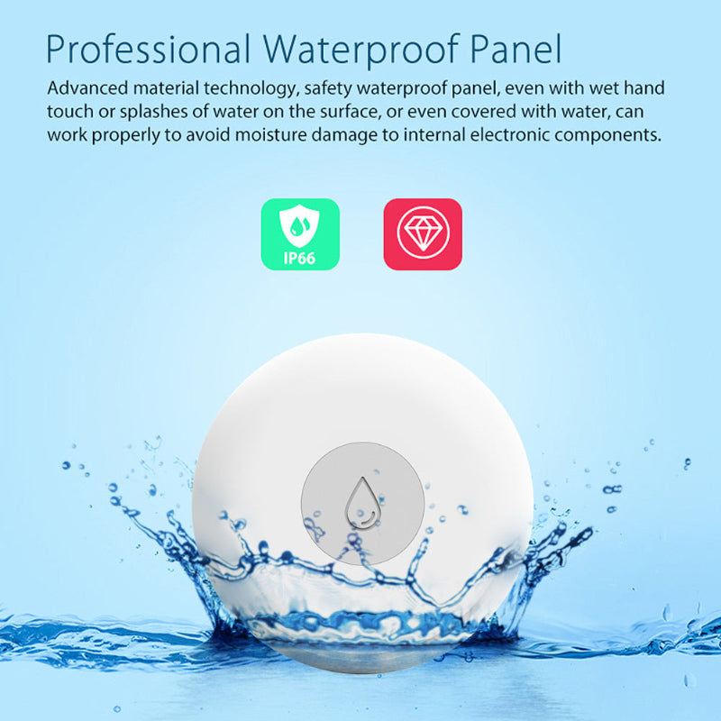 White electronic device with water splashes on a blue background, featuring IP66 rating.