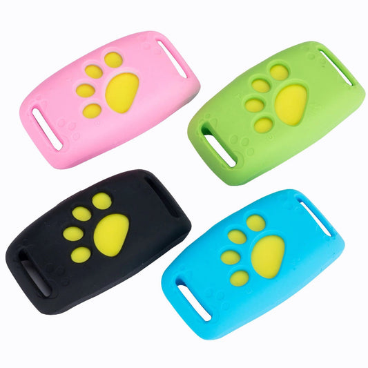 Four colorful keychains with paw designs on a white background