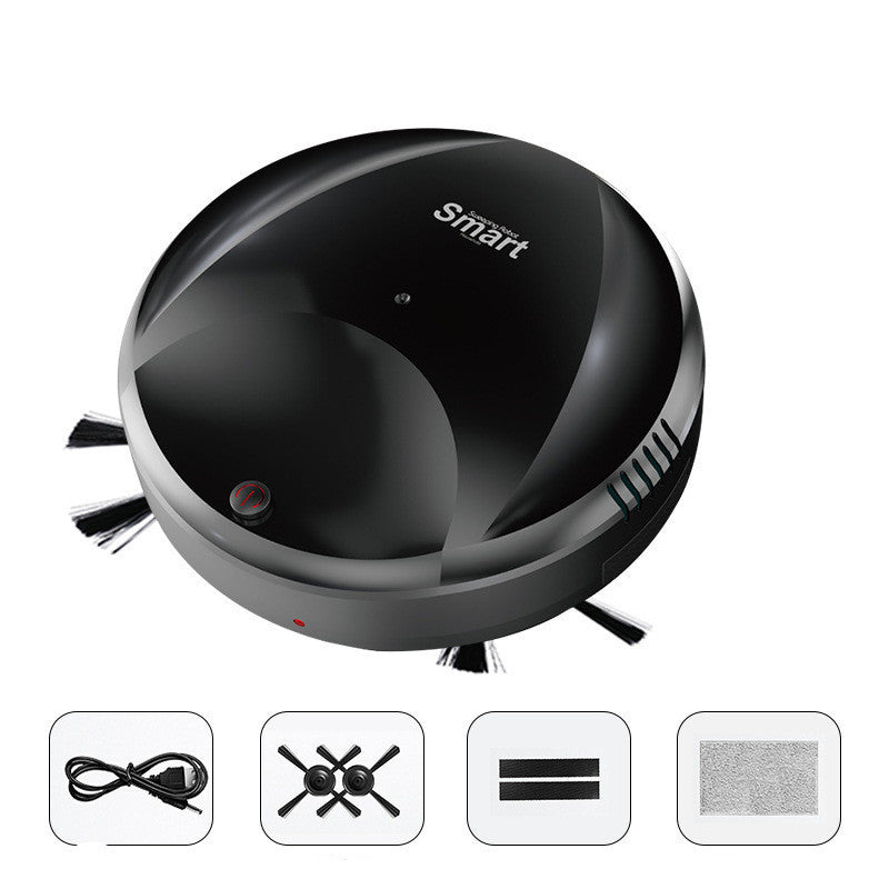Black robot vacuum cleaner with 'Smart' branding on a white background