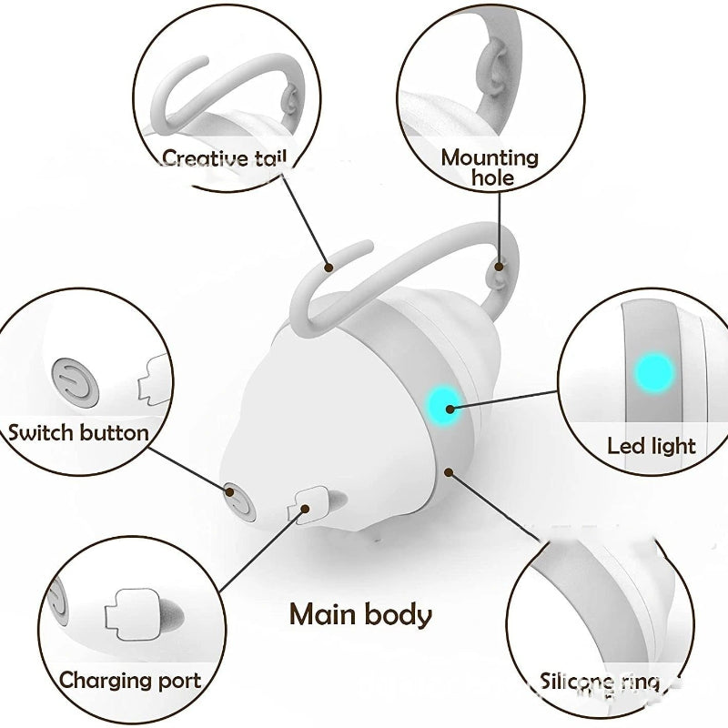 Diagram of a white electronic device with labeled parts on a white background