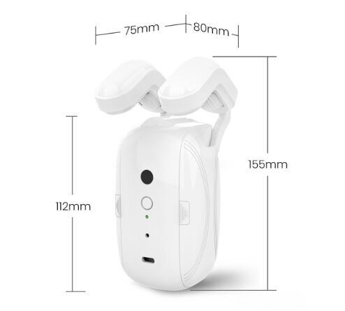 White electronic device with measurement markings on a white background