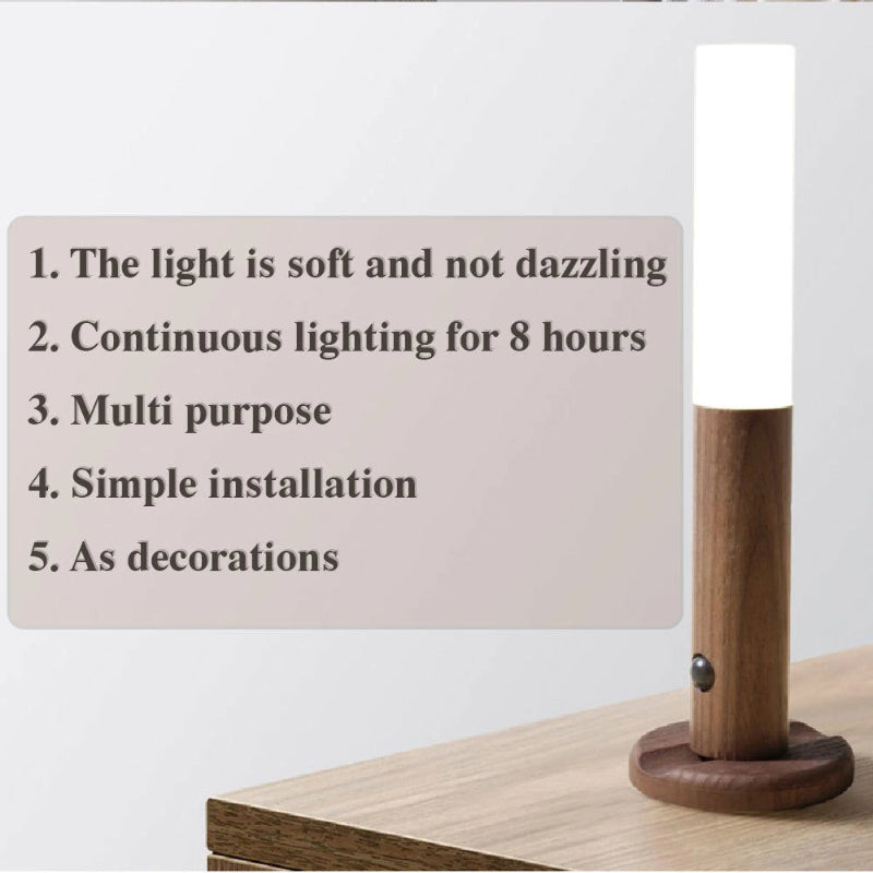 Wooden lamp with a light bulb on a white background