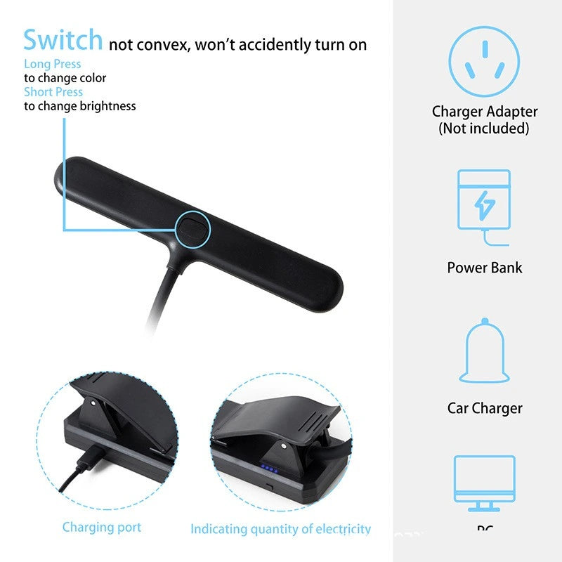 Black electronic device with charging port and power bank, car charger, and PC connection options on a white background.