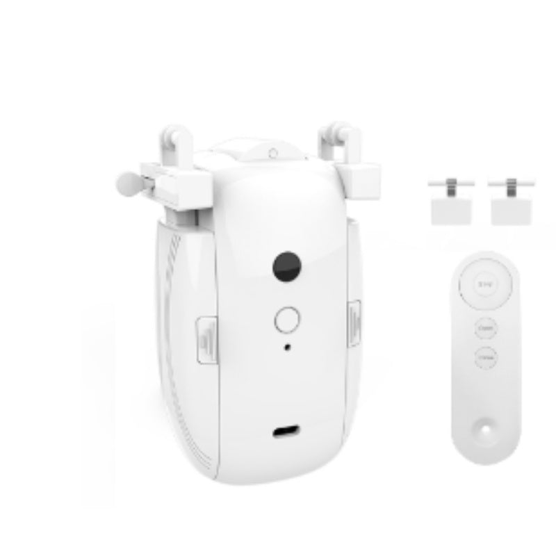 White electronic device with a remote control on a white background
