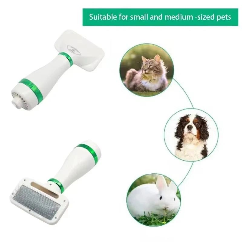 Pet grooming tool with images of a cat, dog, and rabbit on a white background.