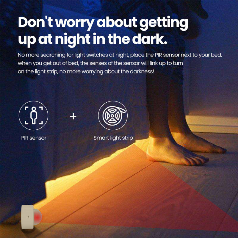 Smart light strip with PIR sensor for night-time illumination