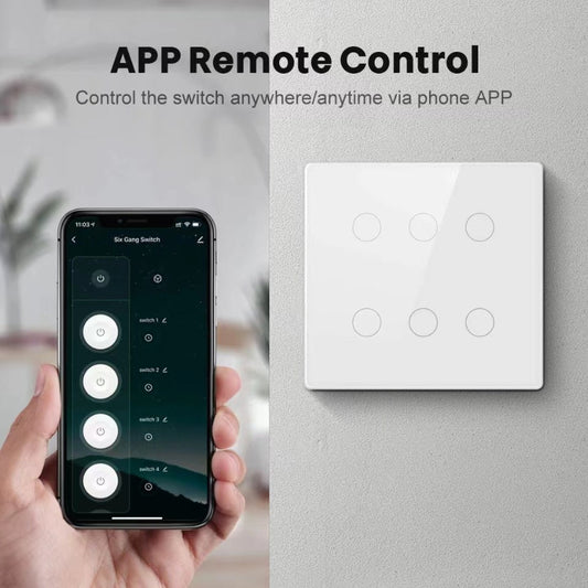 Smart switch with app remote control on a gray wall background