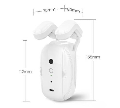 White electronic device with measurement markings on a white background